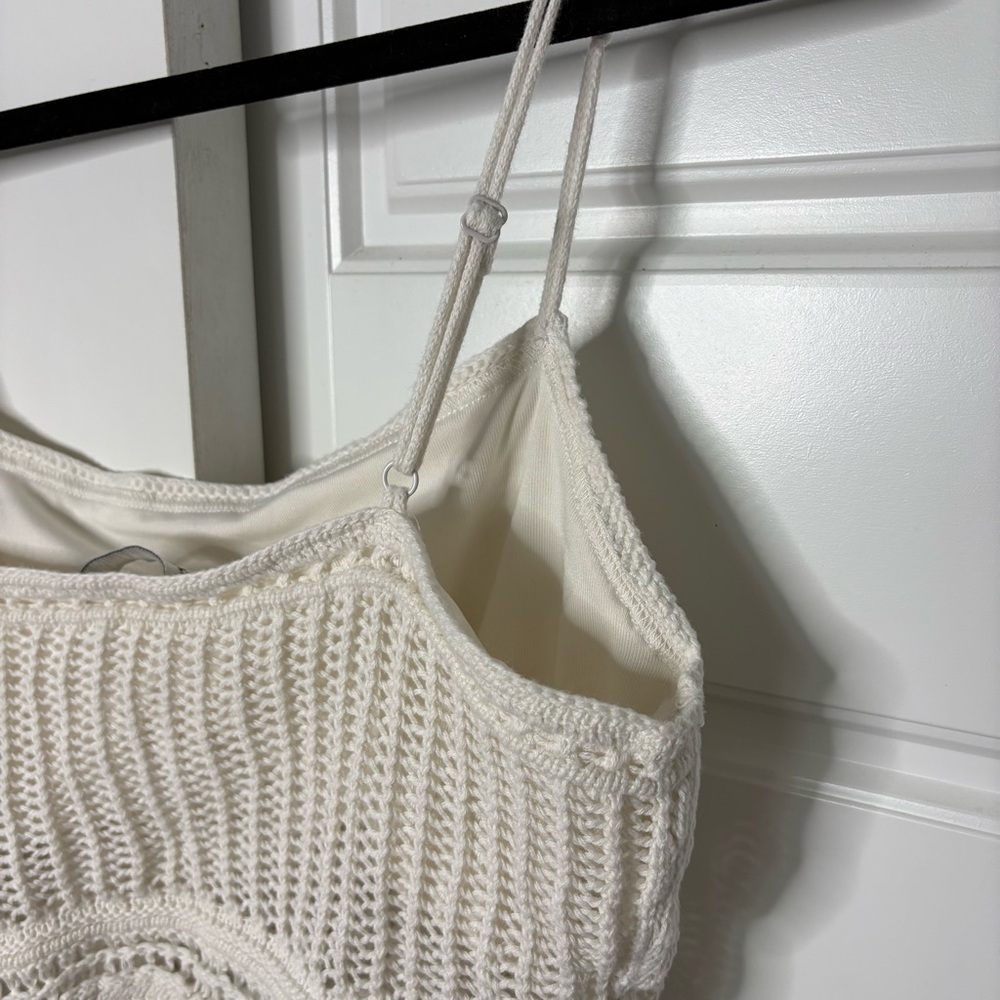 Abercrombie & Fitch A&F Crochet Style Macrame Tank top cream M boho - Picture 10 of 10